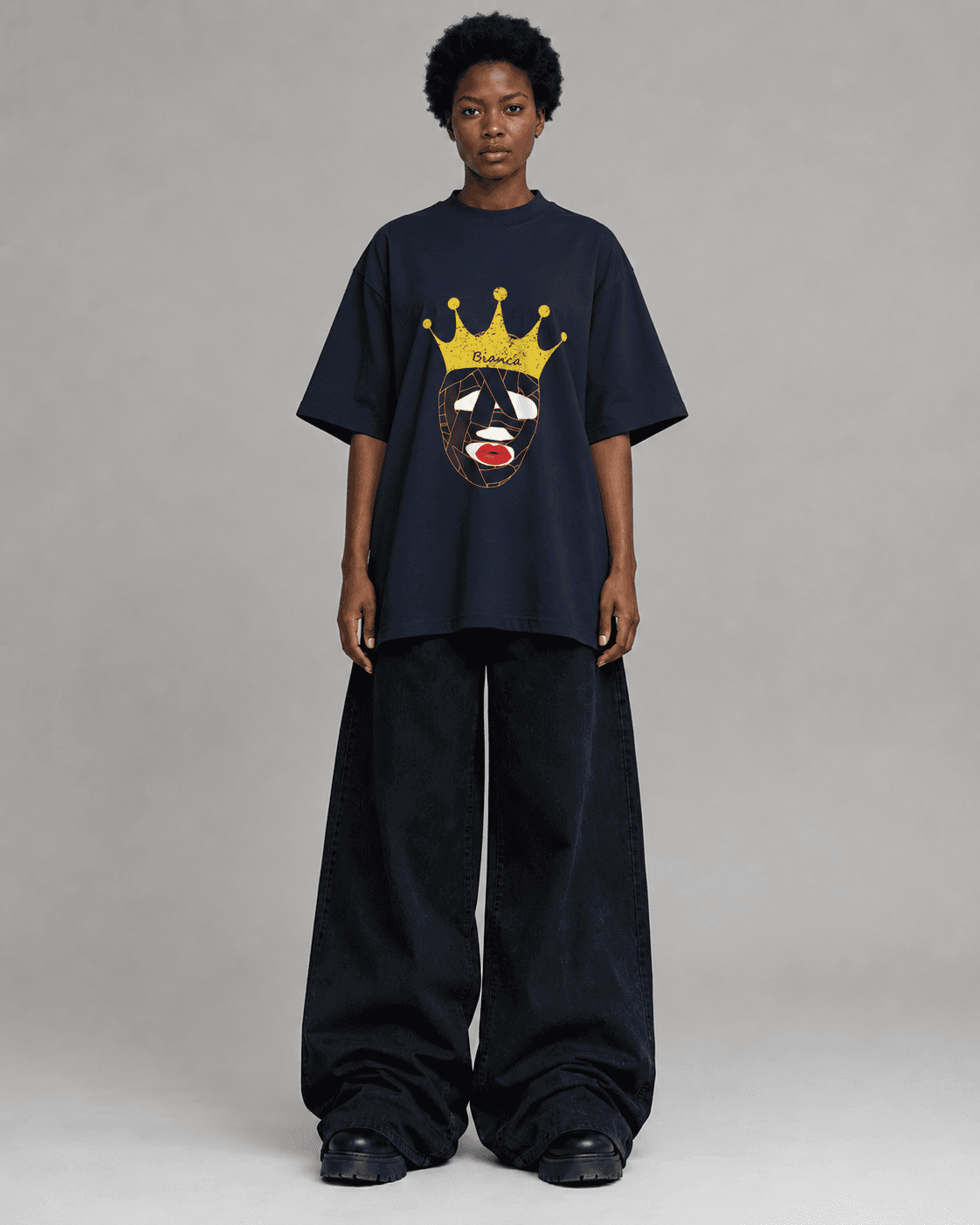 Crown Organic Oversized High Neck Tee worn by Nia