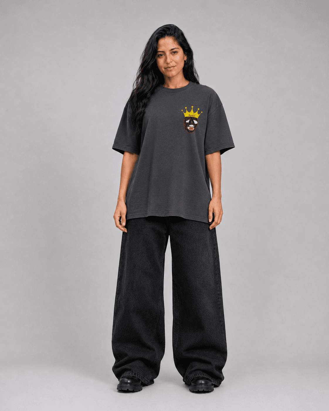 Crown Oversized Faded Tee worn by Valenia
