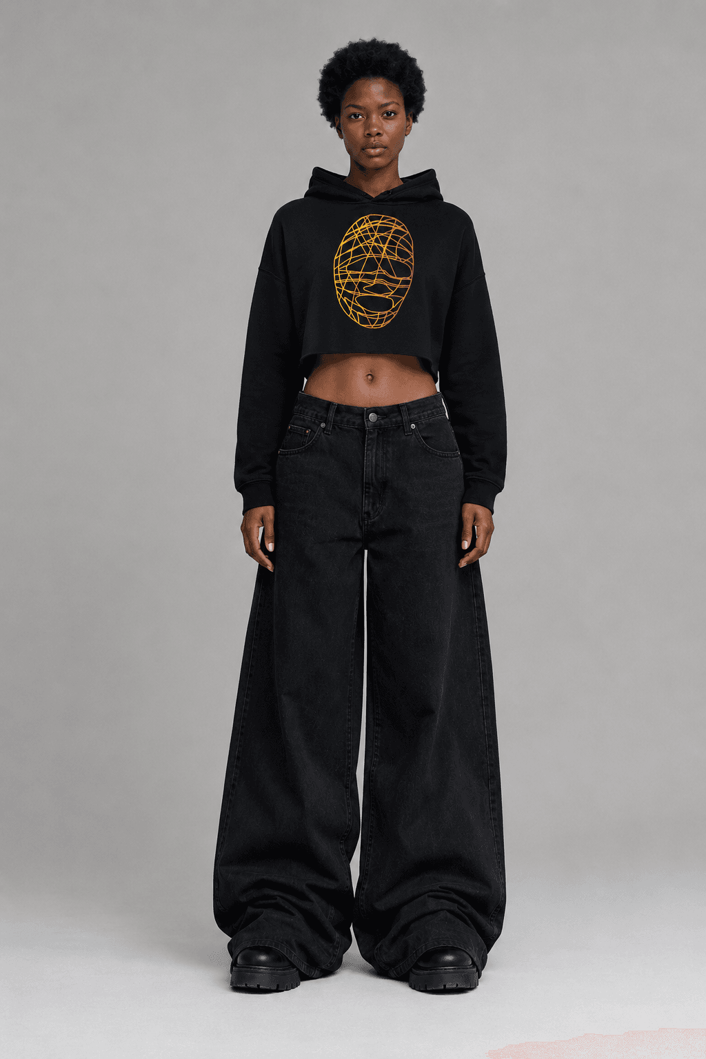 Skeleton Cropped Hoodie worn by Nia