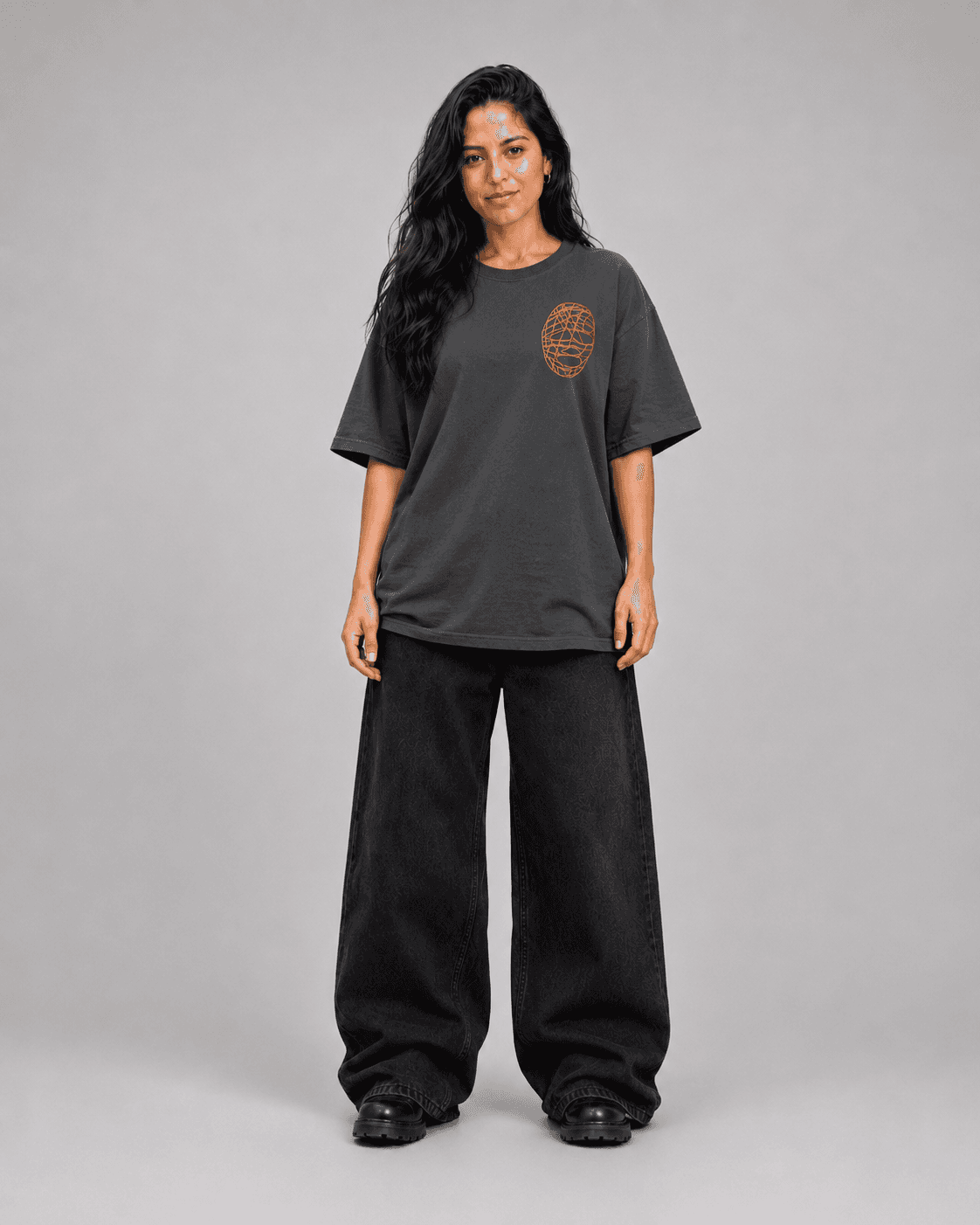 Skeleton Oversized Faded Tee worn by Valenia